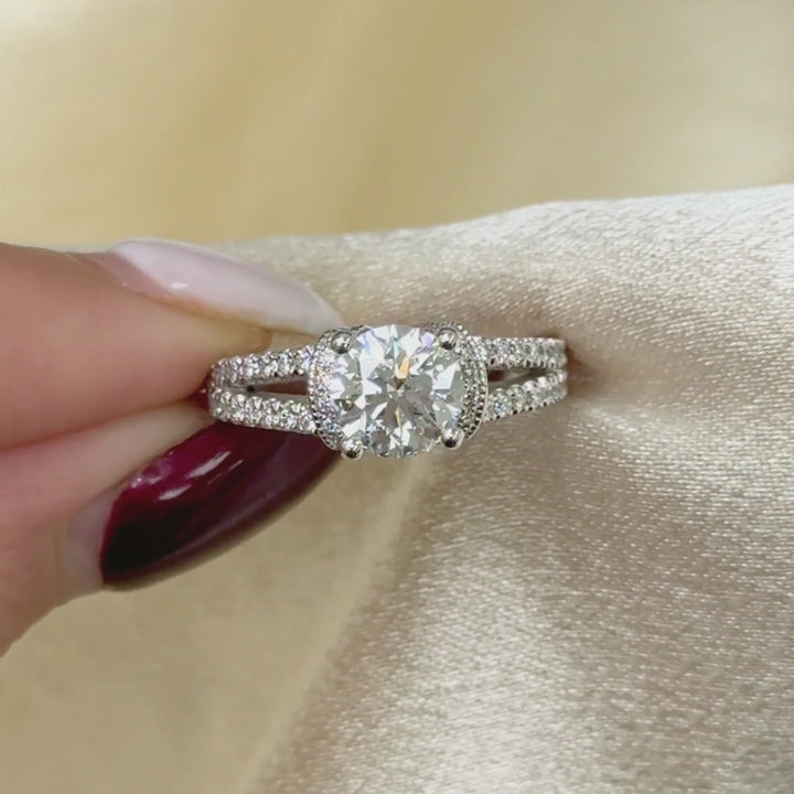 Ready to Ship  Luna 1.3ct Round Lab Created Diamond Engagement Ring