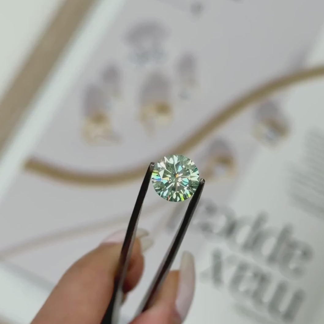 9.5mm ( DEW 3.5ct) round aqua-teal moissanite