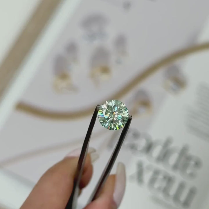 9.5mm ( DEW 3.5ct) round aqua-teal moissanite