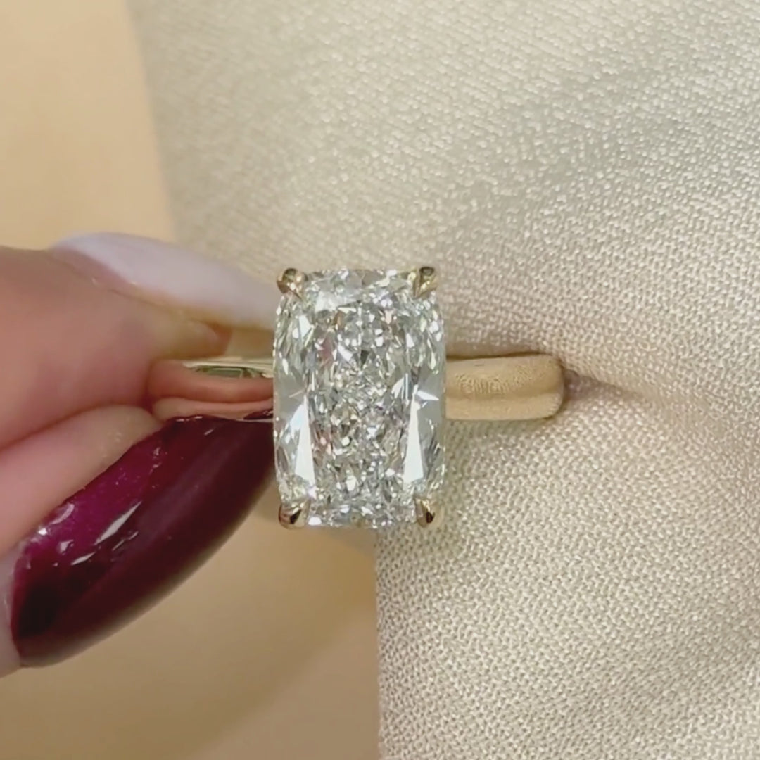 Ready to Ship  Chloe 3.65ct Cushion Cut Lab Diamond E/VS1  Engagement Ring in 14k Yellow Gold