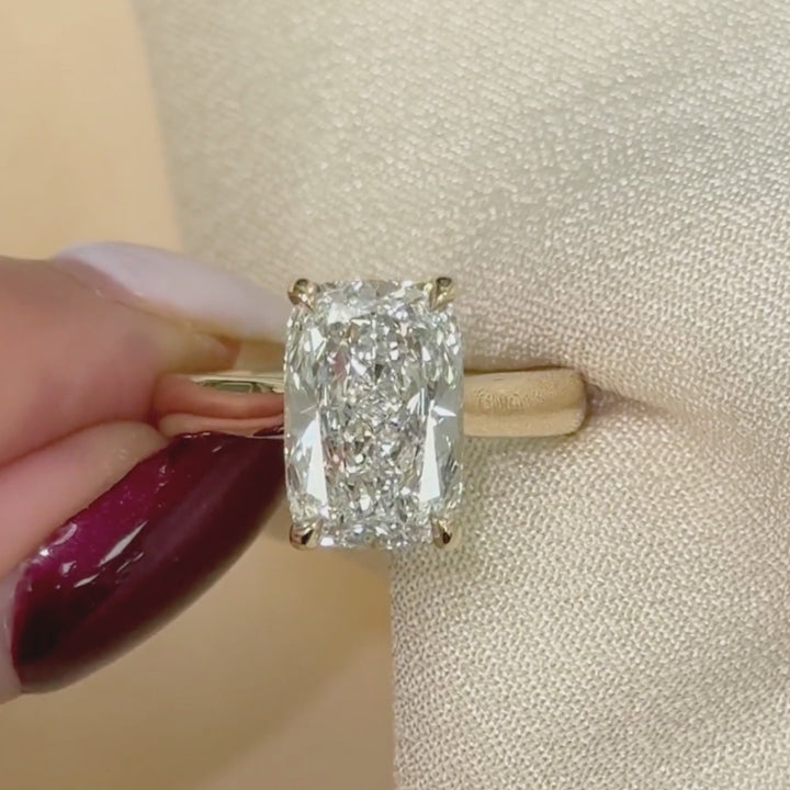 Ready to Ship  Chloe 3.65ct Cushion Cut Lab Diamond E/VS1  Engagement Ring in 14k Yellow Gold