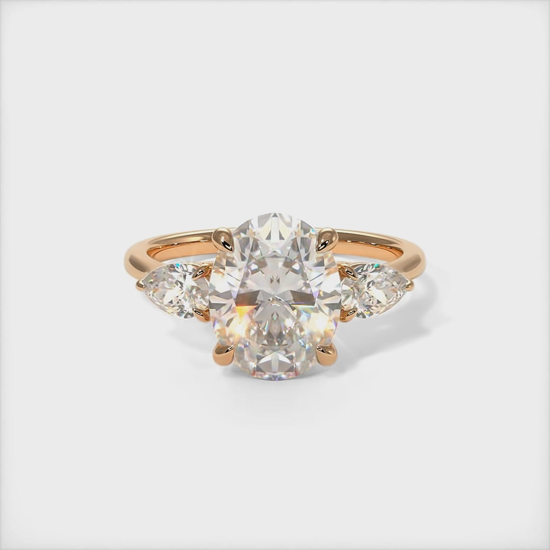 Leah Oval Lab Created Diamond Engagement Ring
