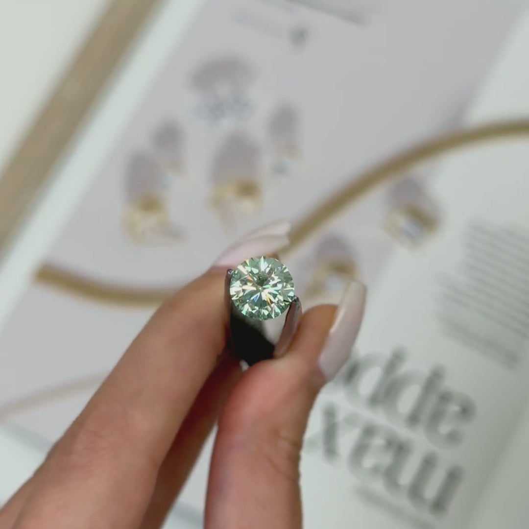 9mm ( DEW 3ct) round aqua-teal moissanite