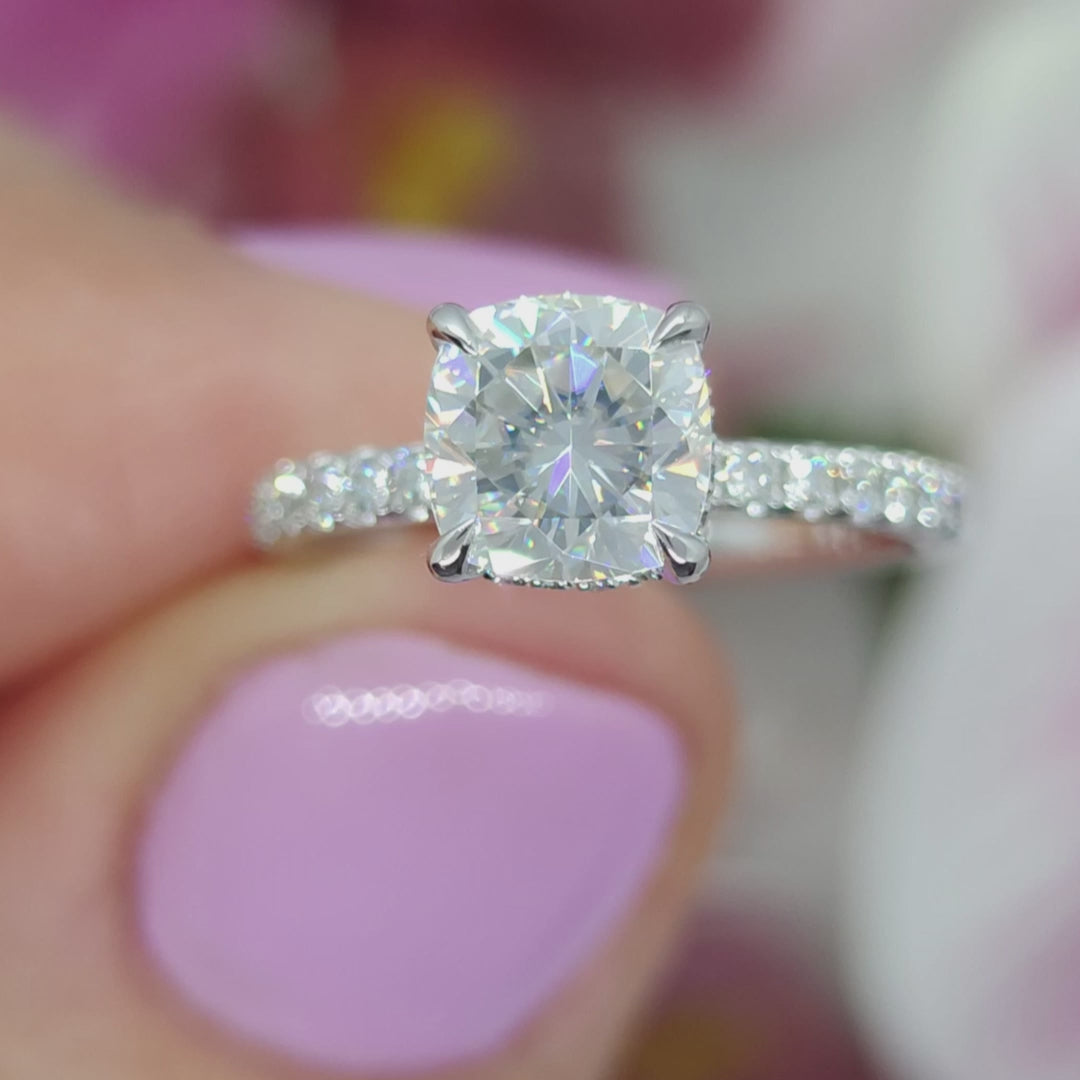Sarah Cushion Cut Moissanite Engagement Ring
