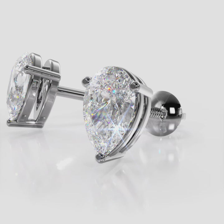 Pear Shape lab created diamonds stud earrings