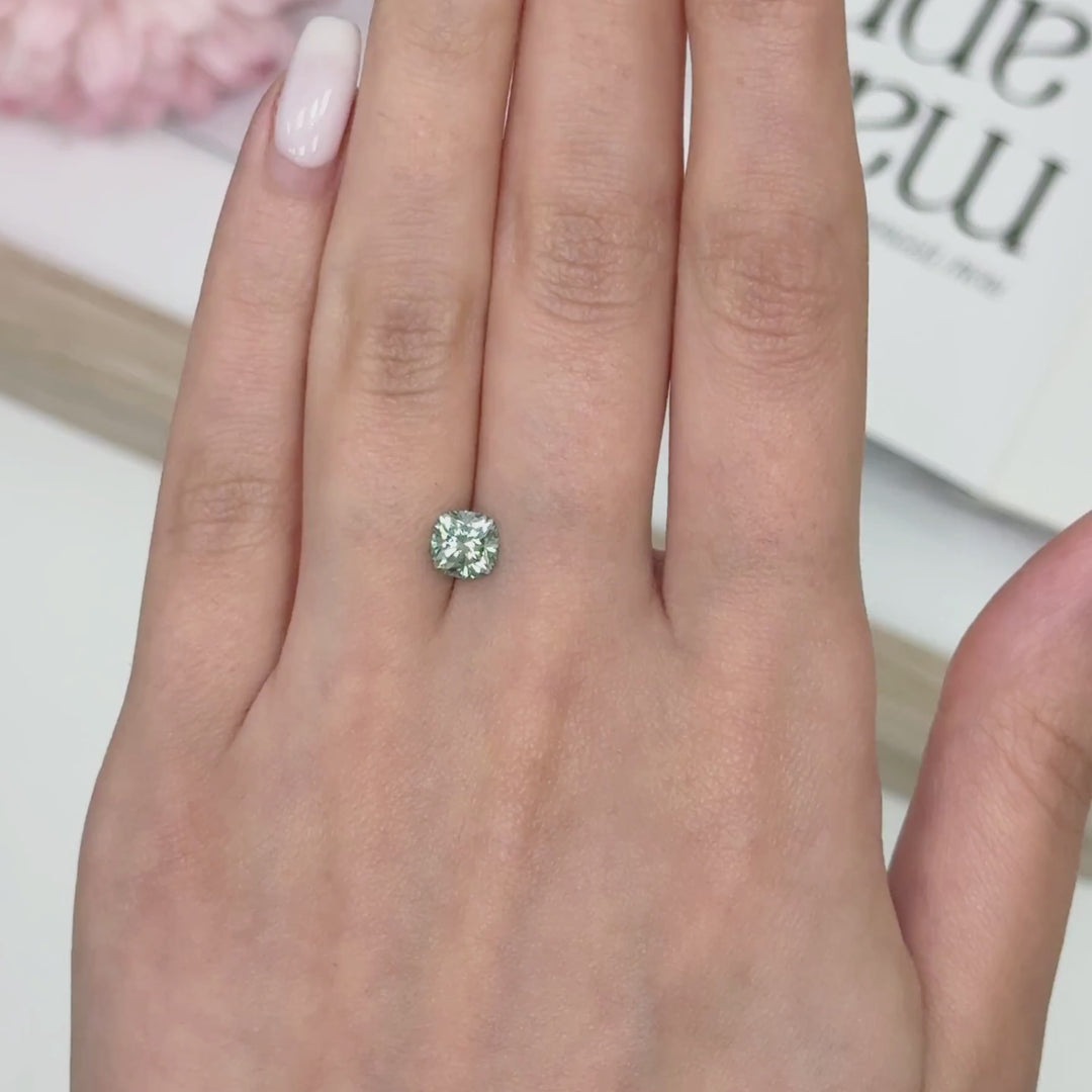 6mm ( DEW 0.7ct) square cushion aqua teal moissanite