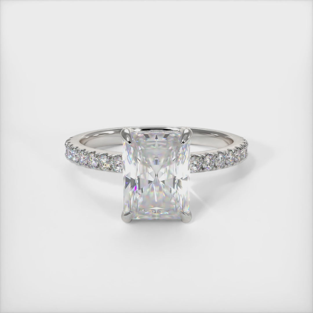 Alexandra Radiant/Emerald Lab Created Diamond Engagement Ring