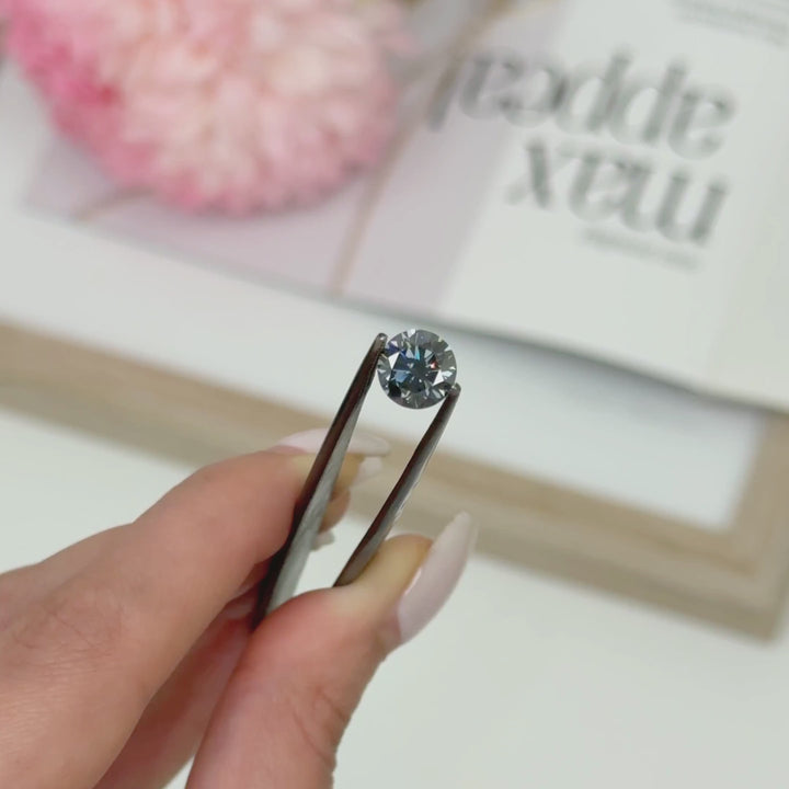 8mm ( DEW 2ct) round dark grey moissanite
