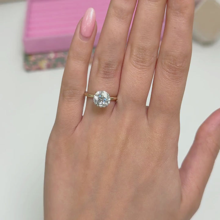 Ready to Ship  Jade 2.36ct E/VVS2 Round Lab Diamond Engagement Ring in 14k Two Tone Gold