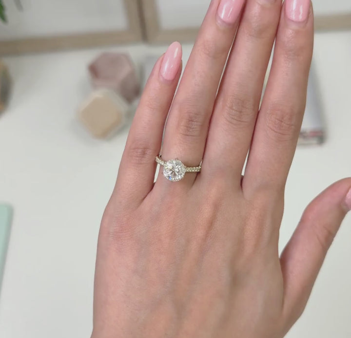 Ready to Ship  Carol 3ct Round  Moissanite Engagement Ring in 14k Yellow Gold