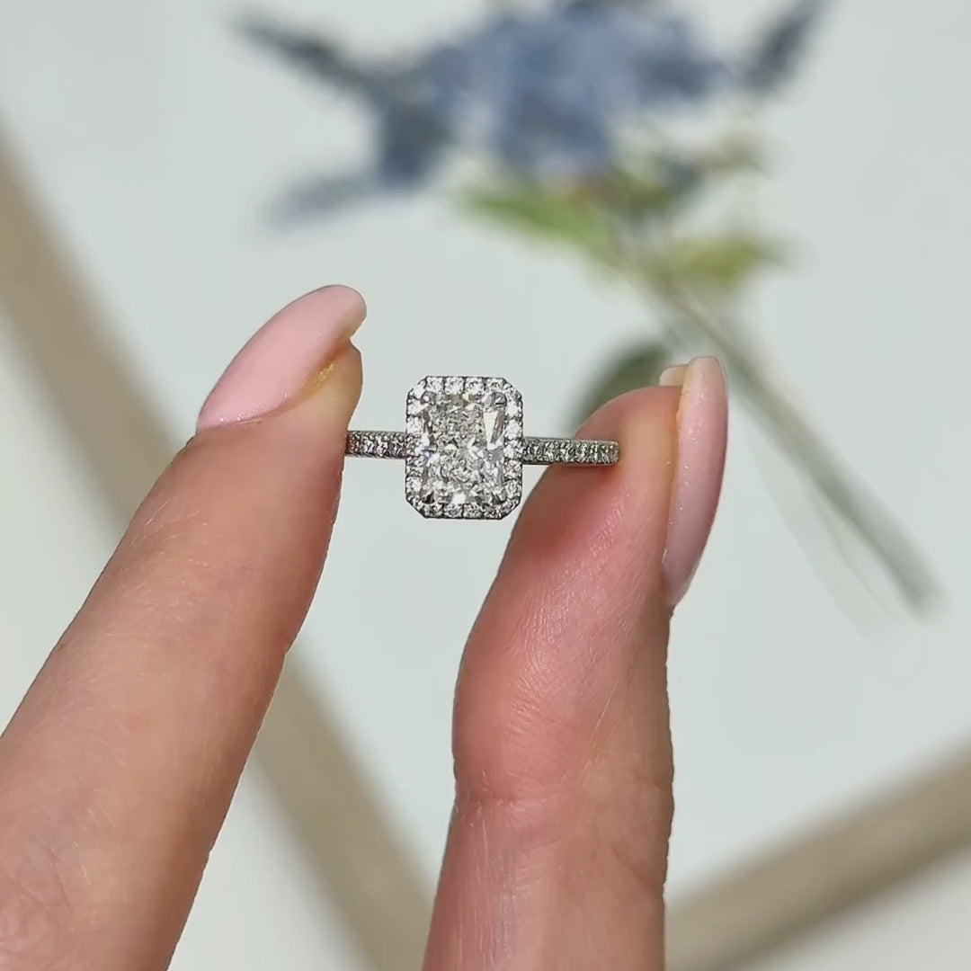 Ready to Ship  Victoria 1.03ct E/VVS2 Radiant Lab-Created Diamond Engagement Ring