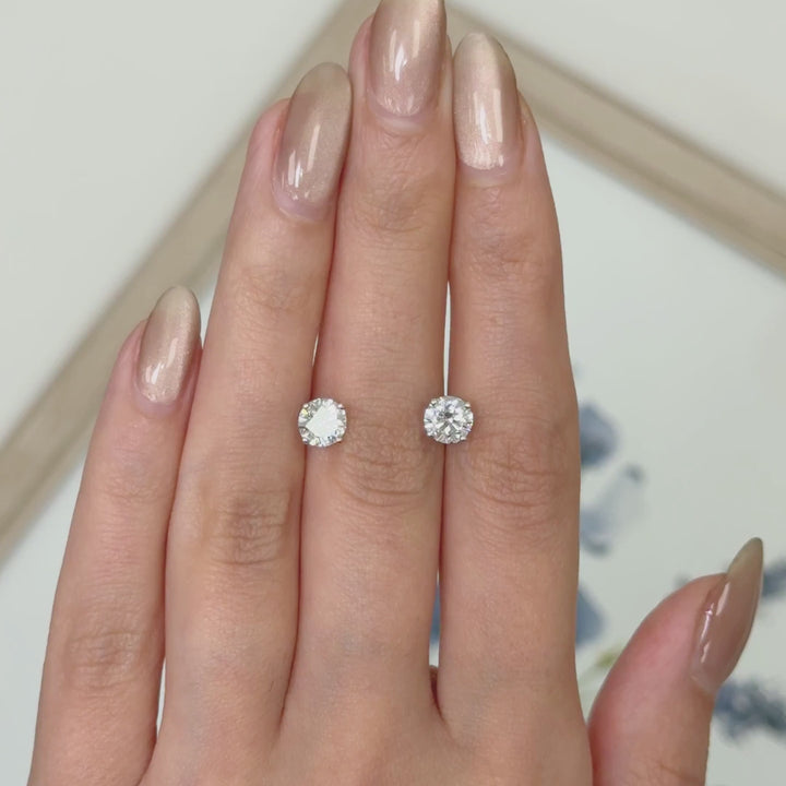 Round lab created diamond stud earrings