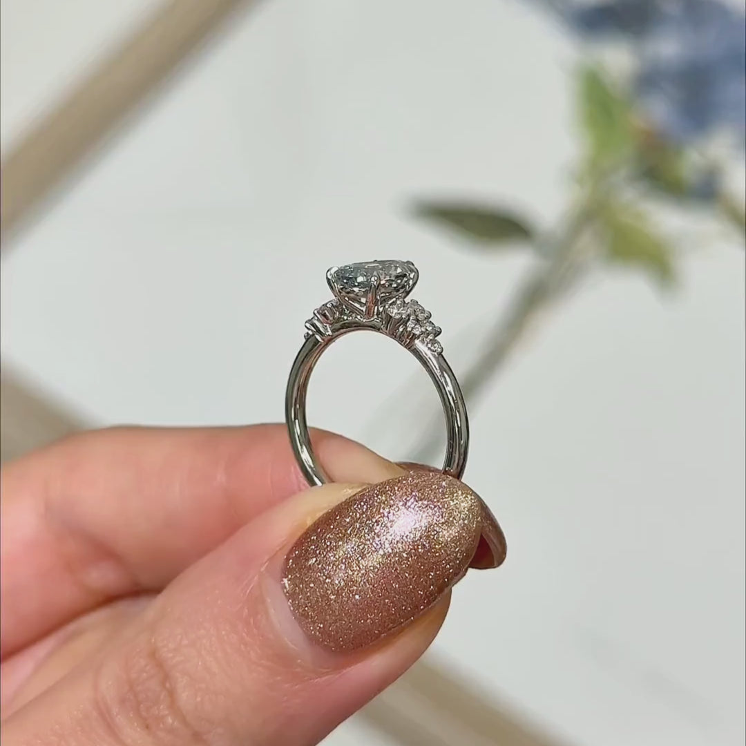 Ready to Ship  Cynthia 1.08ct Fancy Blue Pear Shape Lab Diamond VVS2  Engagement Ring in Platinum