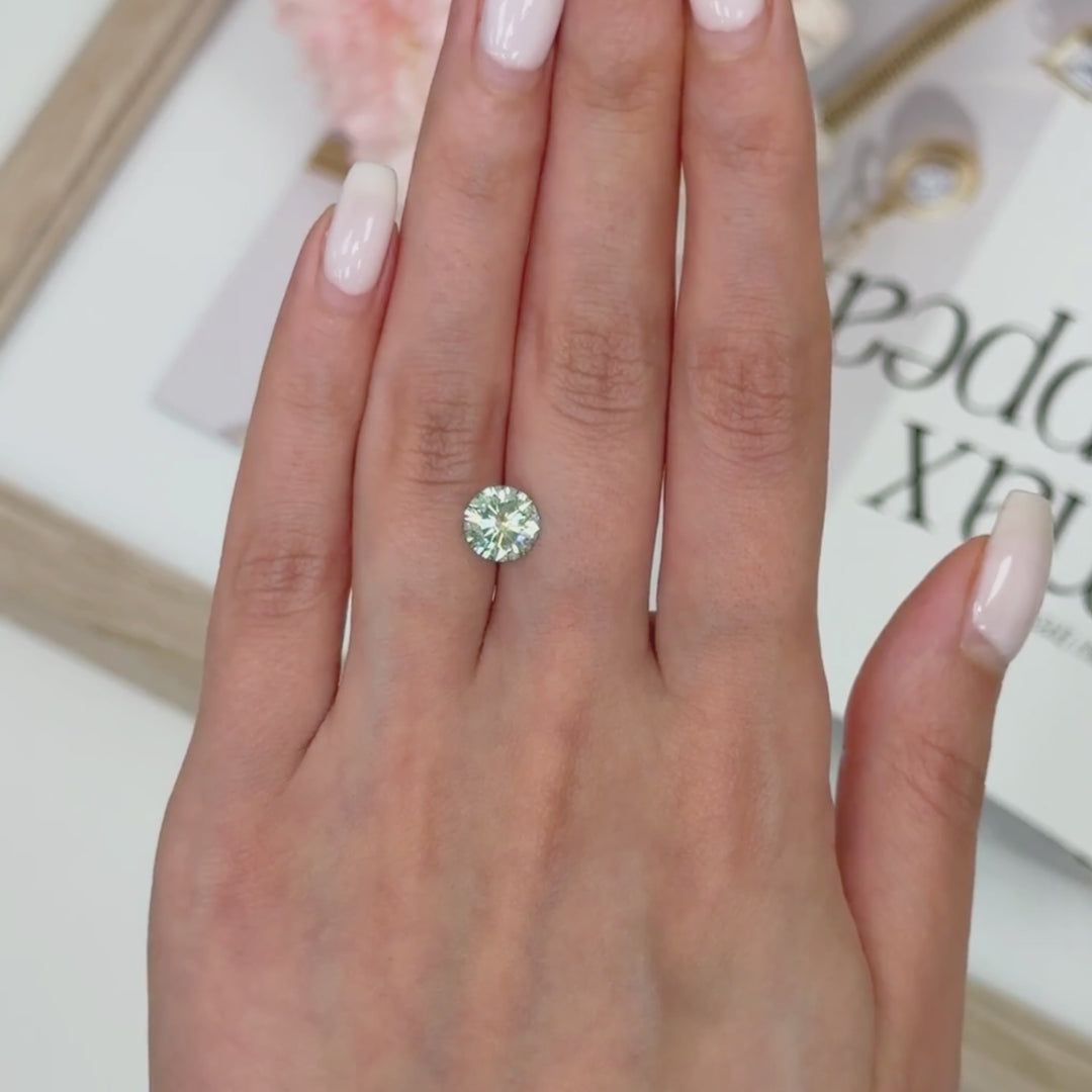 8mm ( DEW 2ct) round aqua-teal moissanite