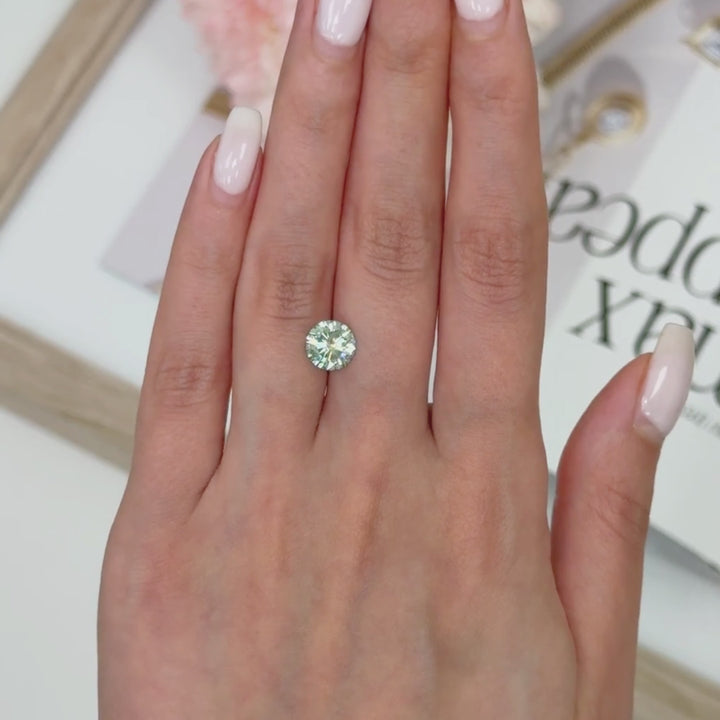 8mm ( DEW 2ct) round aqua-teal moissanite