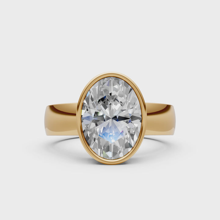 Susan Oval Lab created diamond Bezel Engagement Ring