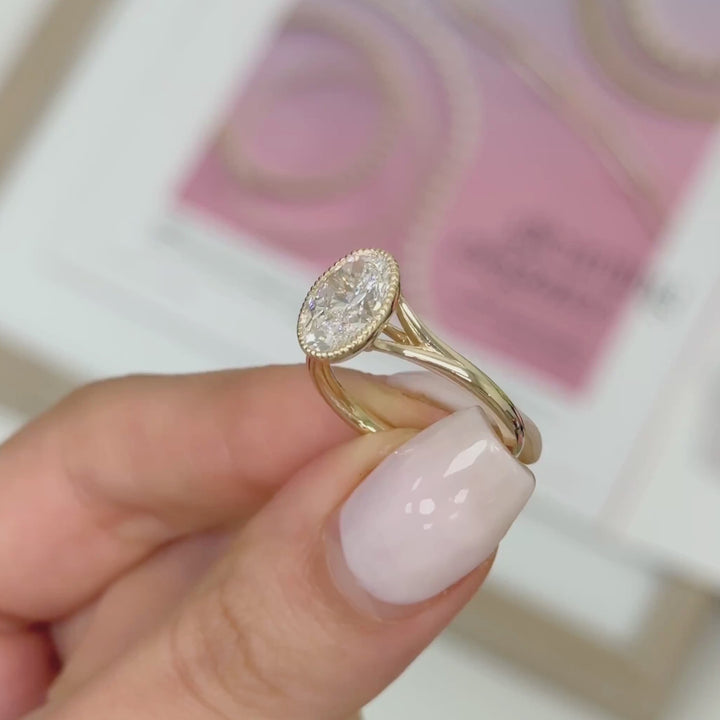 Liana Oval Lab Created Diamond Bezel Engagement Ring