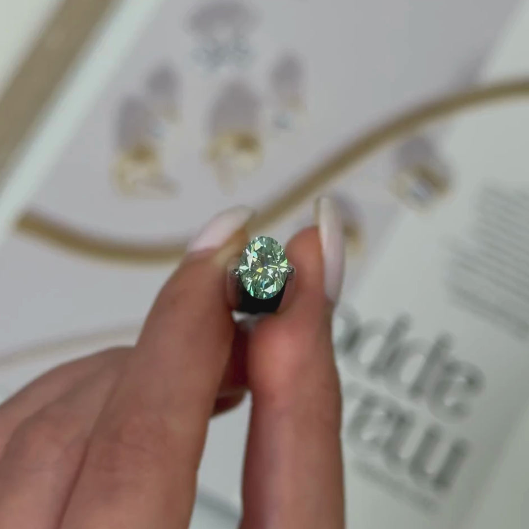 8x6mm ( DEW 1.5ct) oval aqua-teal moissanite