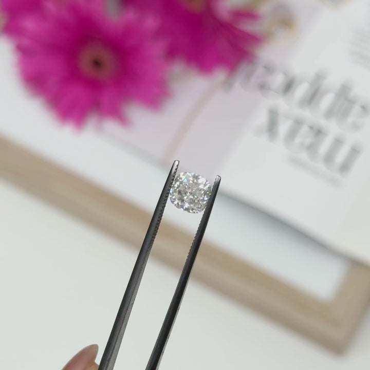 7.5mm ( DEW 2ct) square cushion crushed ice moissanite