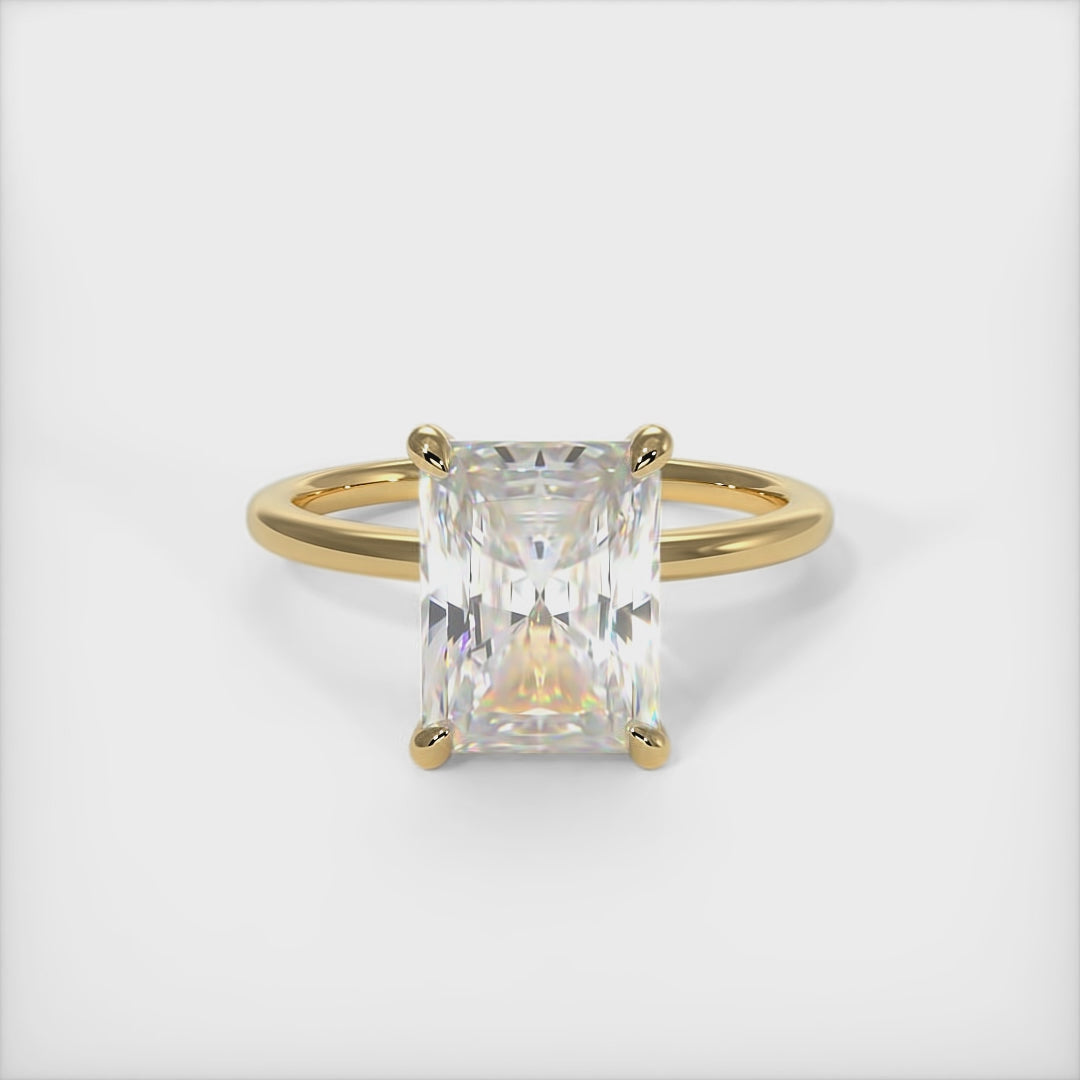 Eden Radiant/Emerald Lab Created Diamond Engagement Ring