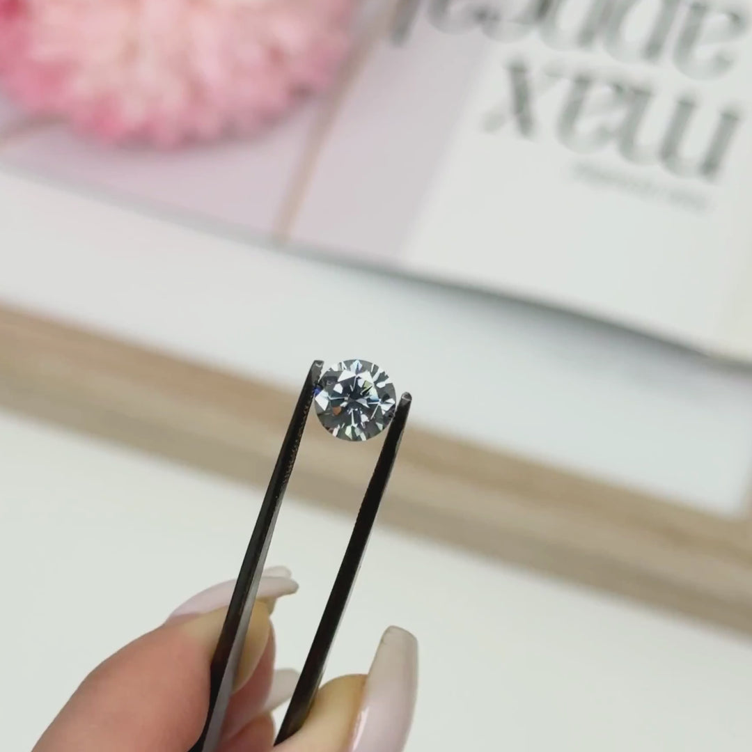 7.5mm ( DEW 1.5ct) round dark grey moissanite