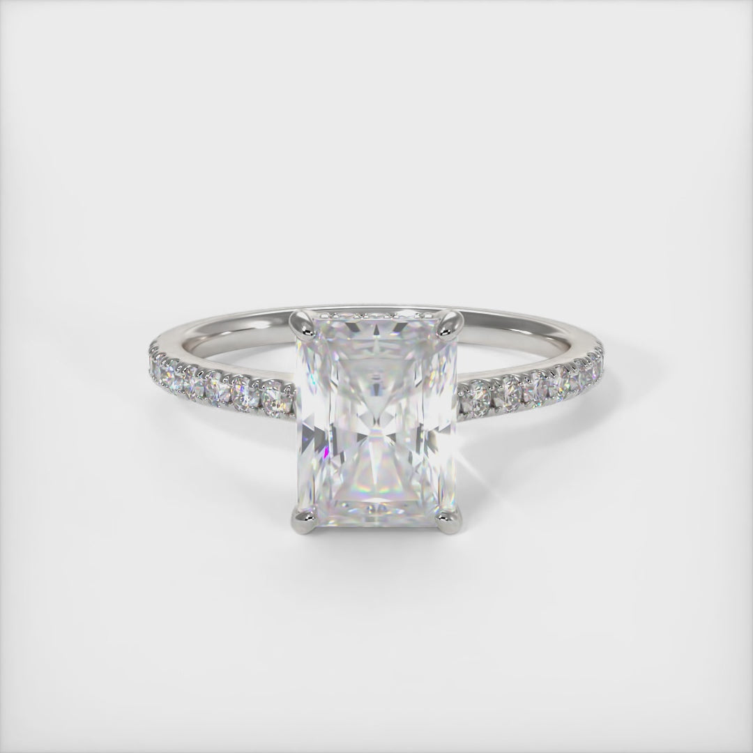 Doris Radiant/Emerald Lab Created Diamond Engagement Ring