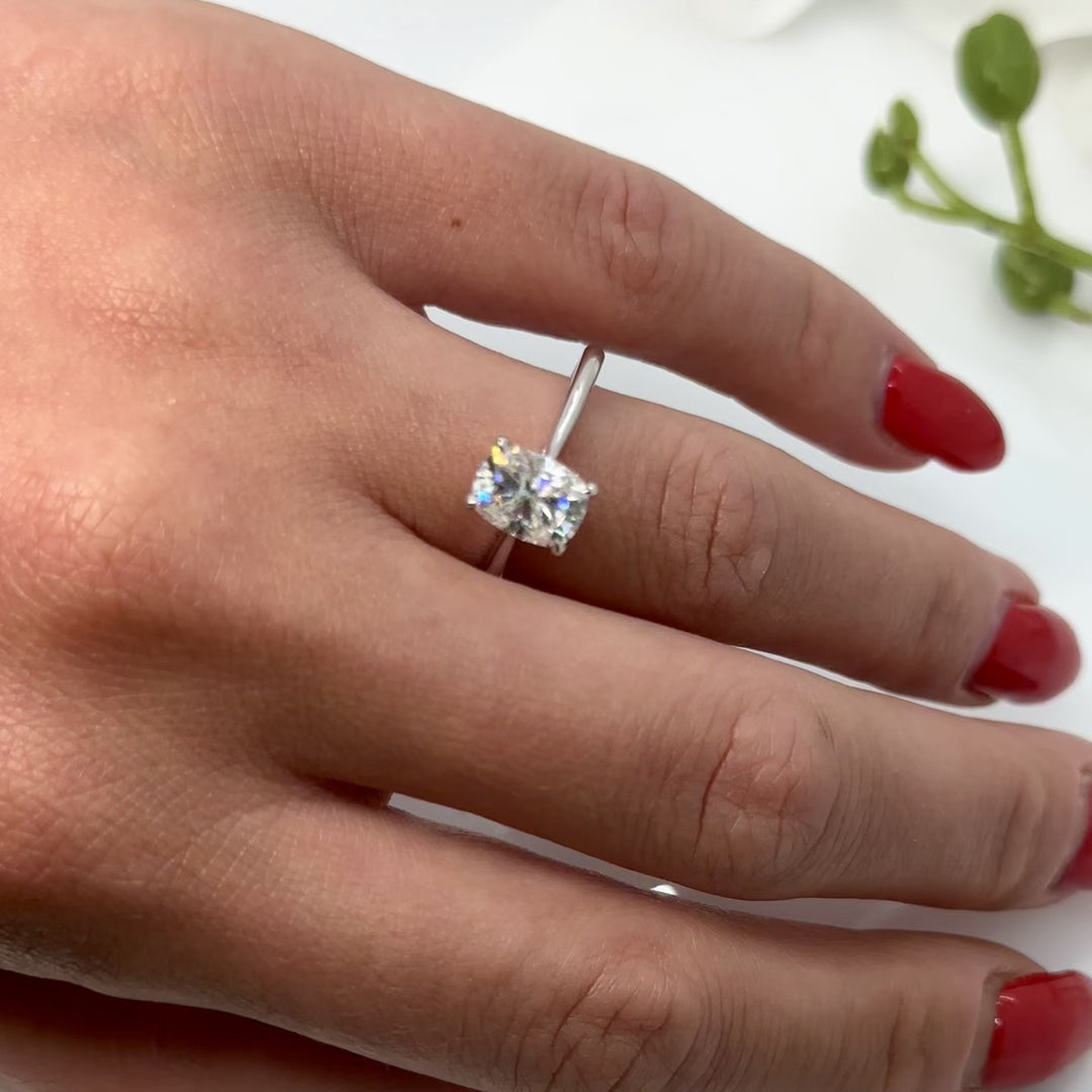 Chloe Elongated Cushion Moissanite  Engagement Ring