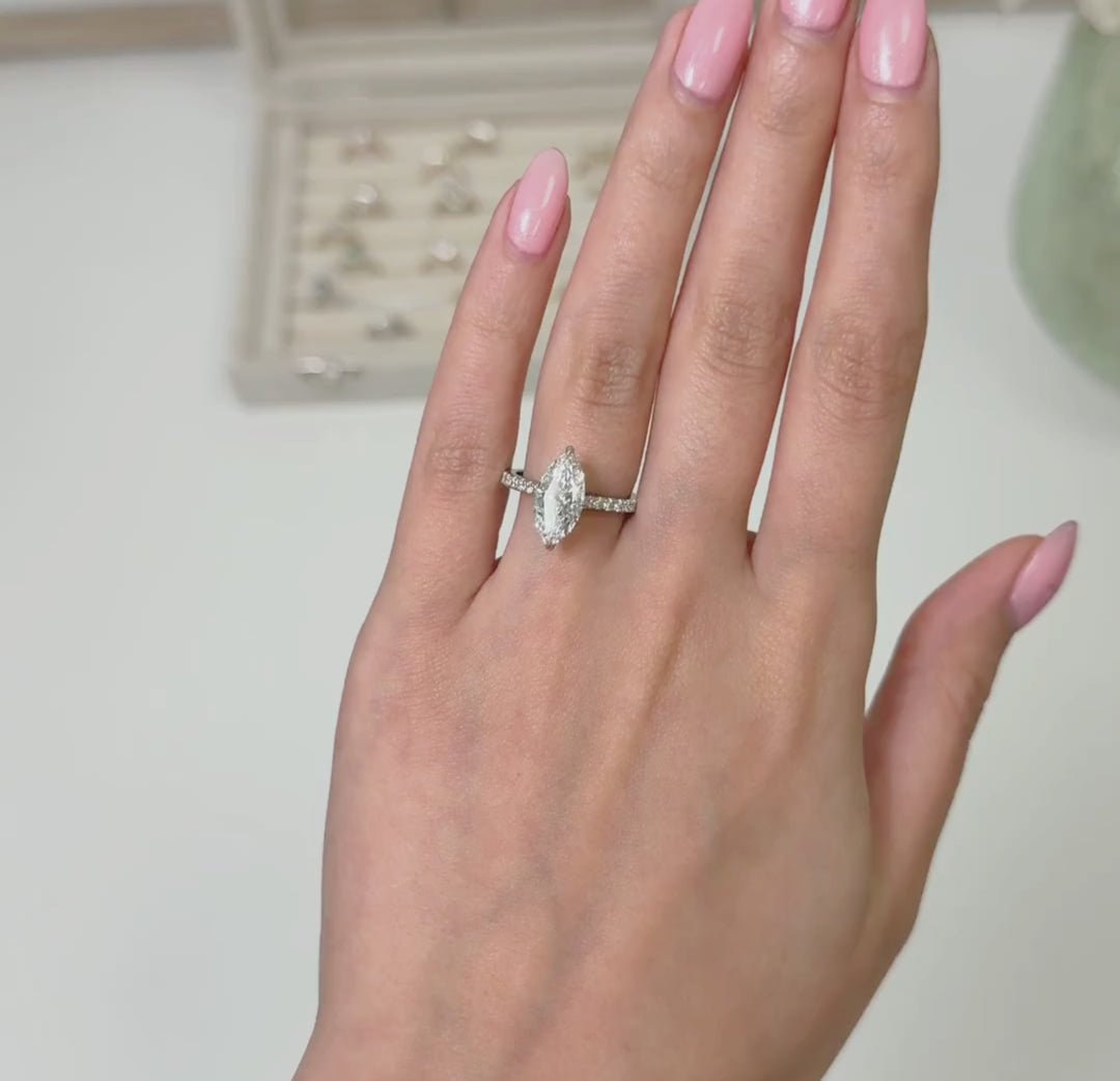 Ready to Ship  Nelly 2.07ct Marquise Lab Diamond E/VVS2  Engagement Ring in Platinum