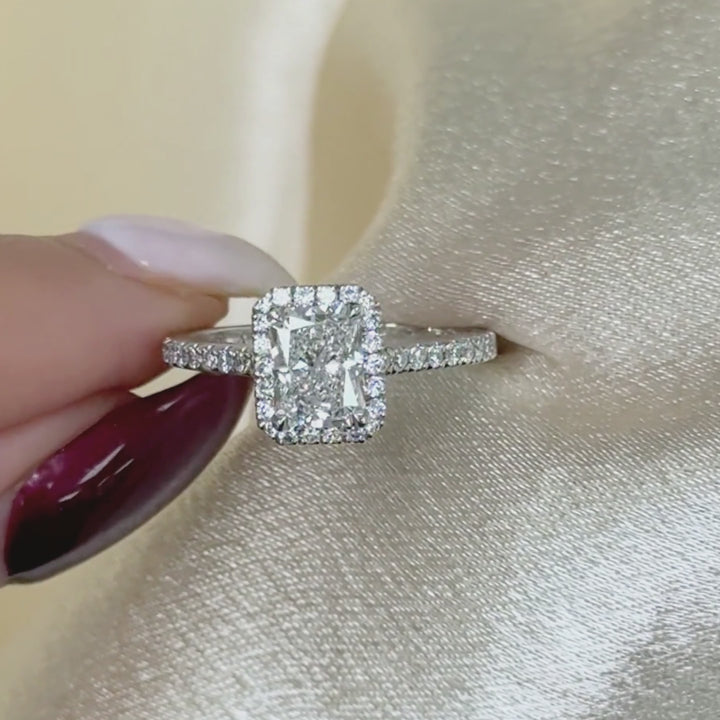 Ready to Ship  Victoria 1.03ct E/VVS2 Radiant Lab-Created Diamond Engagement Ring