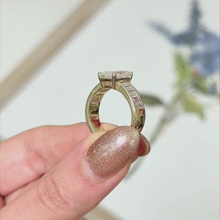 Ready to Ship  Mady 2.81ct Emerald Lab Diamond E/VS1  Engagement Ring in 14K Yellow Gold