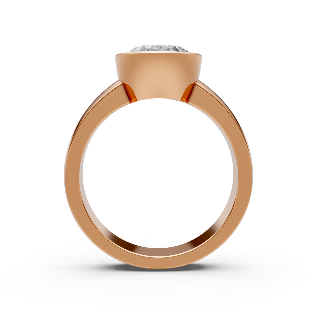 Susan Oval Lab created diamond Bezel Engagement Ring