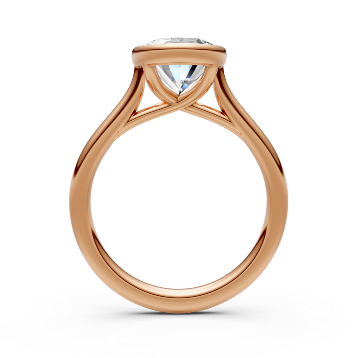Ray Oval Lab Created Diamond Bezel Engagement Ring