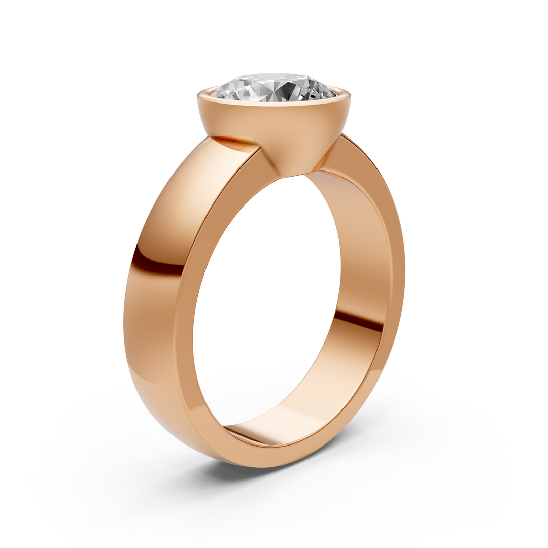 Susan Round Lab created diamond Bezel Engagement Ring