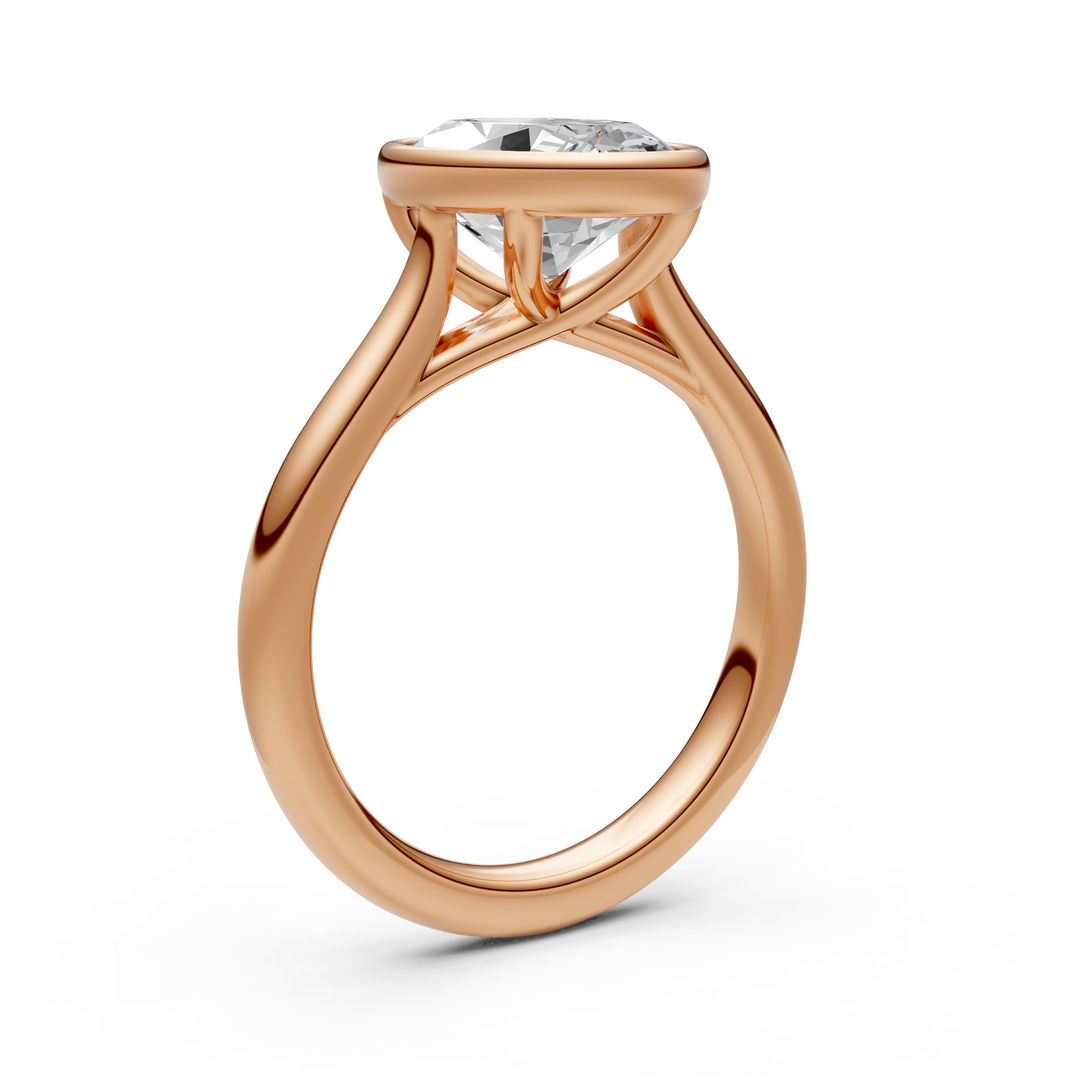 Ray Oval Lab Created Diamond Bezel Engagement Ring
