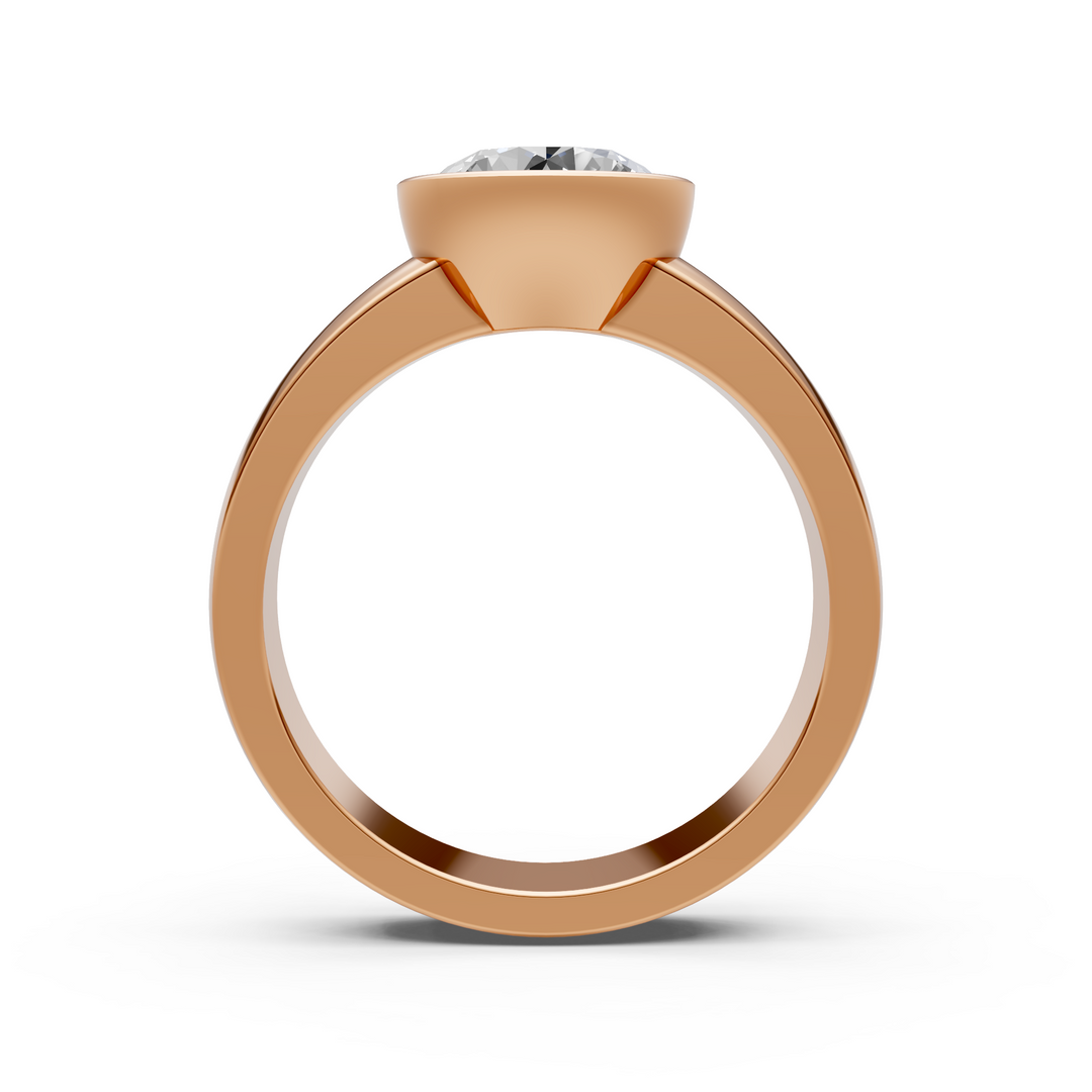 Susan Round Lab created diamond Bezel Engagement Ring