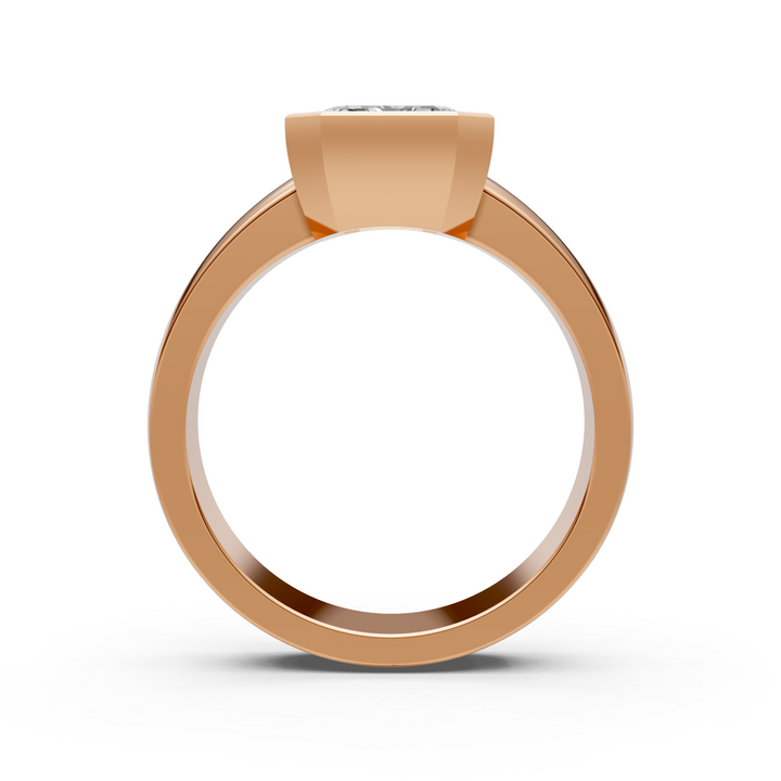 Susan Emerald/ Radiant Cut Lab created diamond Bezel Engagement Ring