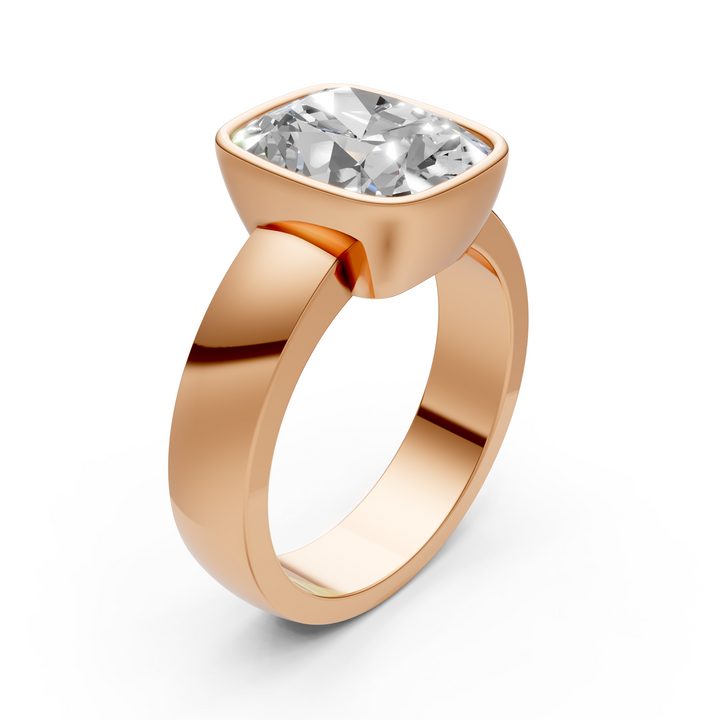 Susan Elongated Cushion Cut Lab created diamond Bezel Engagement Ring