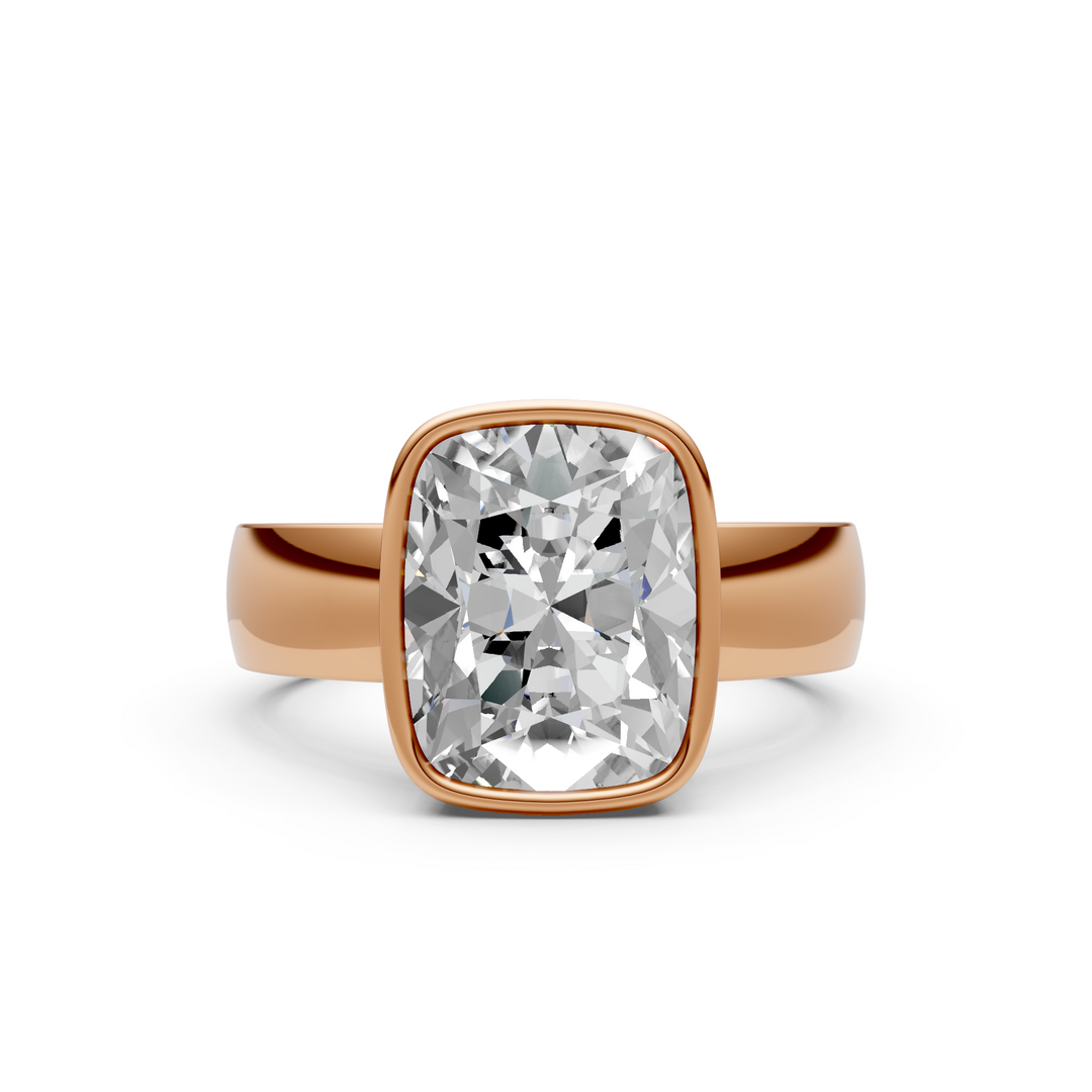 Susan Elongated Cushion Cut Lab created diamond Bezel Engagement Ring