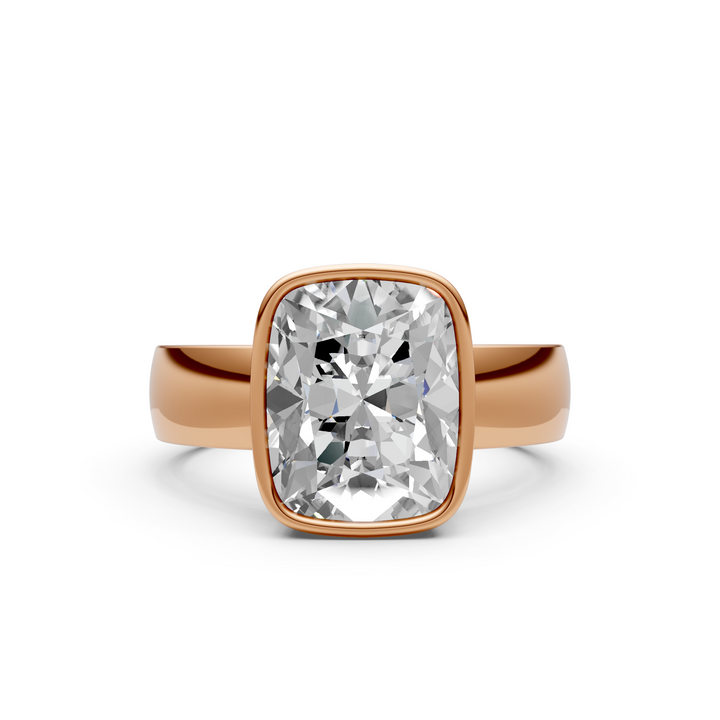 Susan Elongated Cushion Cut Lab created diamond Bezel Engagement Ring