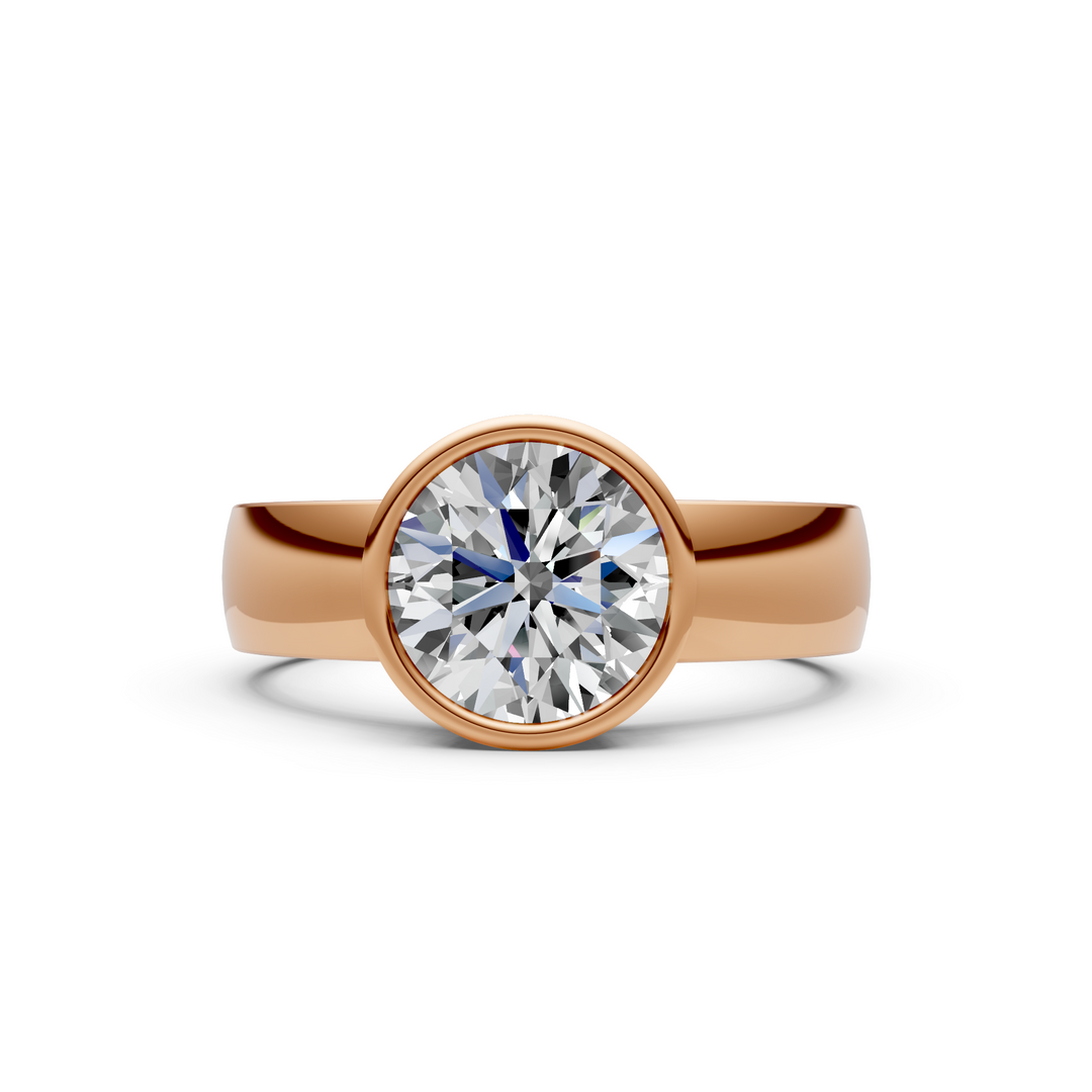 Susan Round Lab created diamond Bezel Engagement Ring
