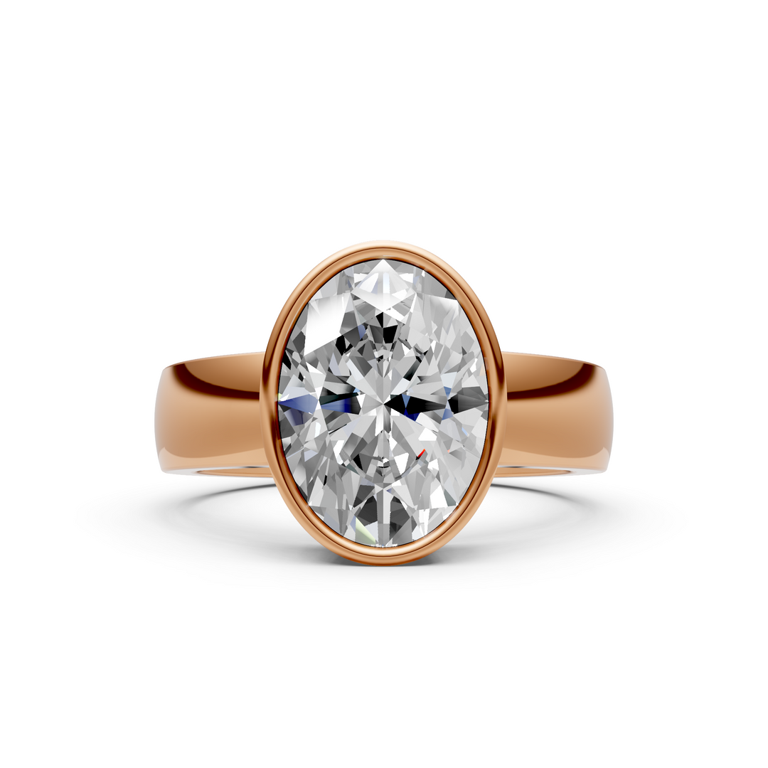 Susan Oval Lab created diamond Bezel Engagement Ring