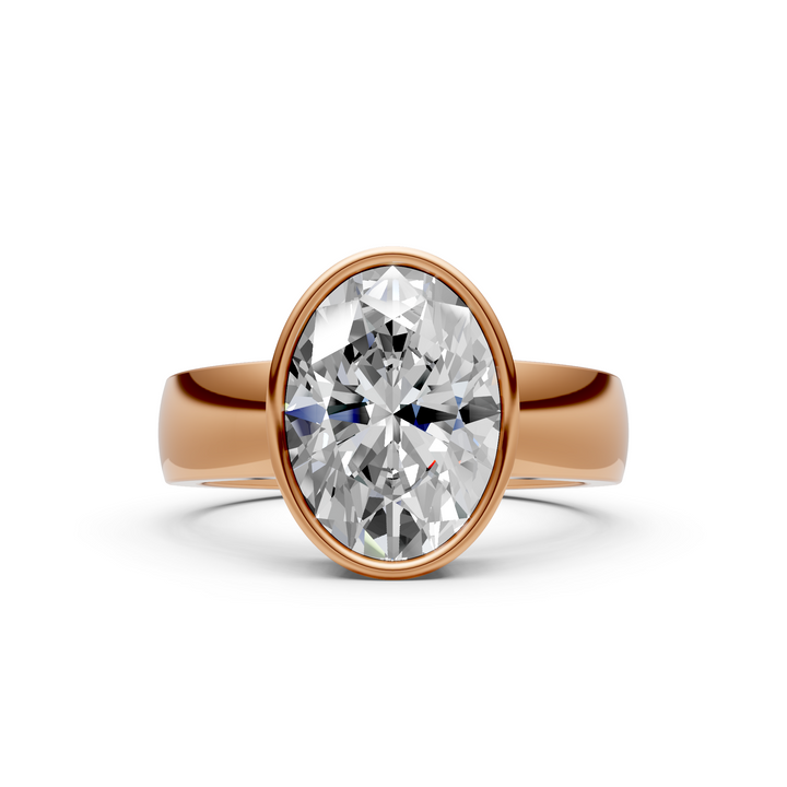 Susan Oval Lab created diamond Bezel Engagement Ring