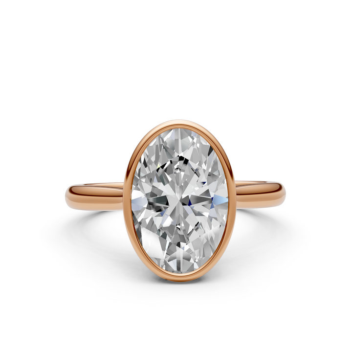 Ray Oval Lab Created Diamond Bezel Engagement Ring
