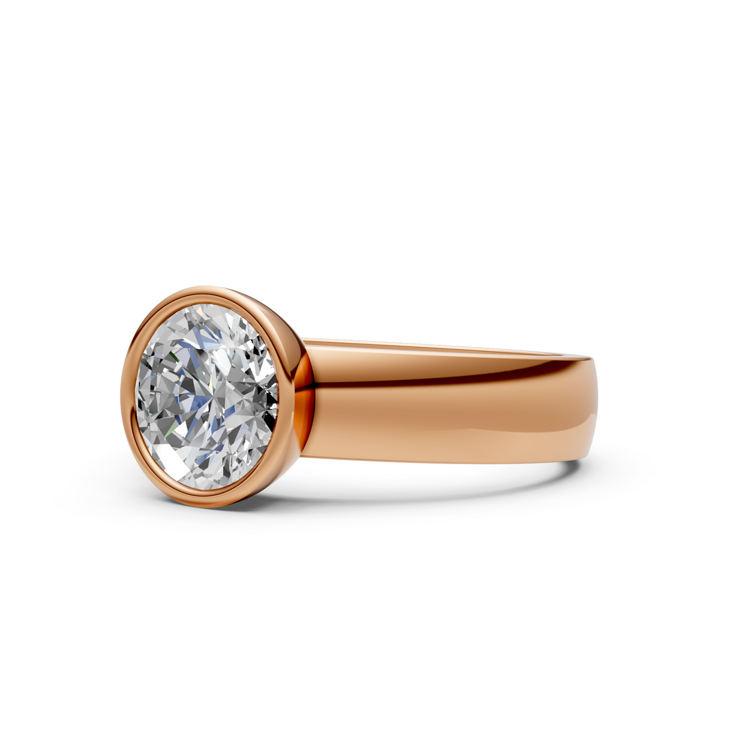Susan Round Lab created diamond Bezel Engagement Ring