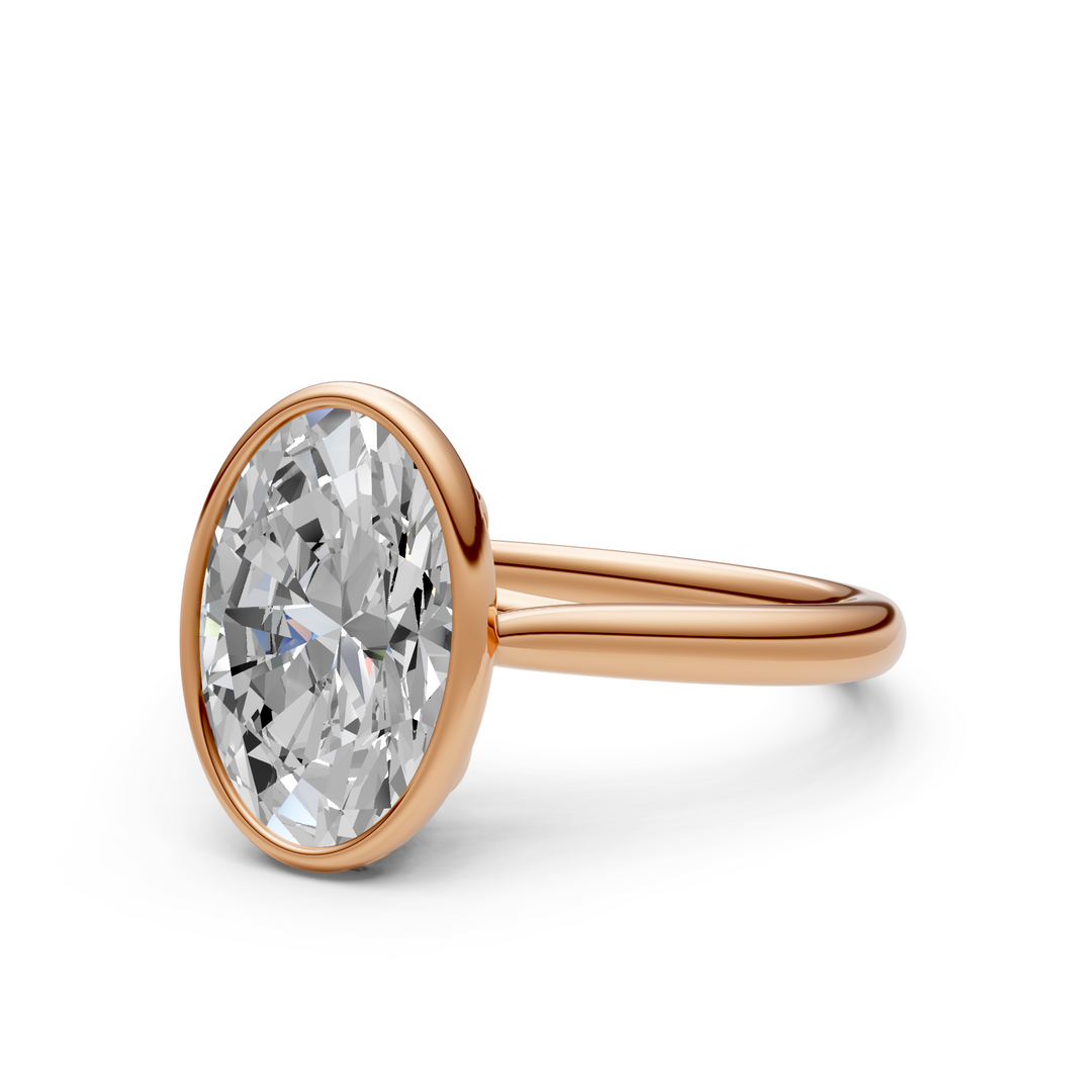 Ray Oval Lab Created Diamond Bezel Engagement Ring