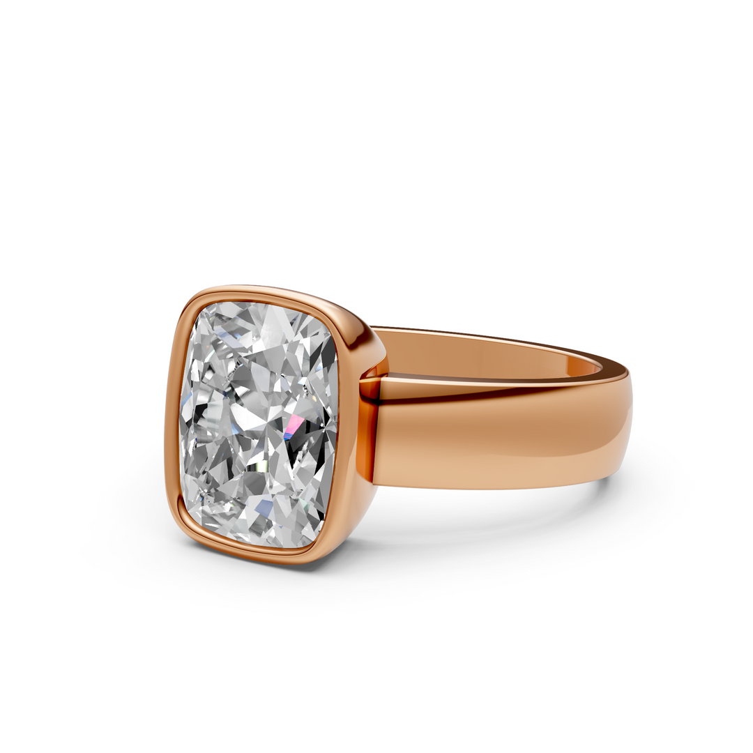 Susan Elongated Cushion Cut Lab created diamond Bezel Engagement Ring