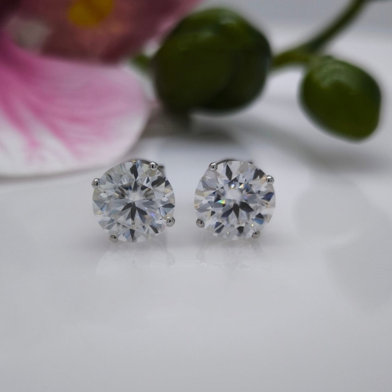 Ready to Ship 5ct total weight Round Moissanite Stud Earrings AGI Design