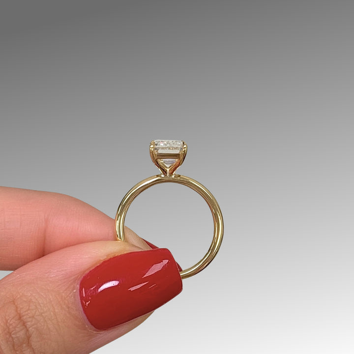 Ready to Ship  Eden 3.03ct D/VVS1 Emerald Cut Lab Created Diamond Engagement Ring in 18k Yellow Gold