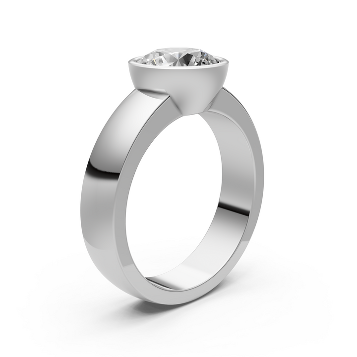 Susan Round Lab created diamond Bezel Engagement Ring