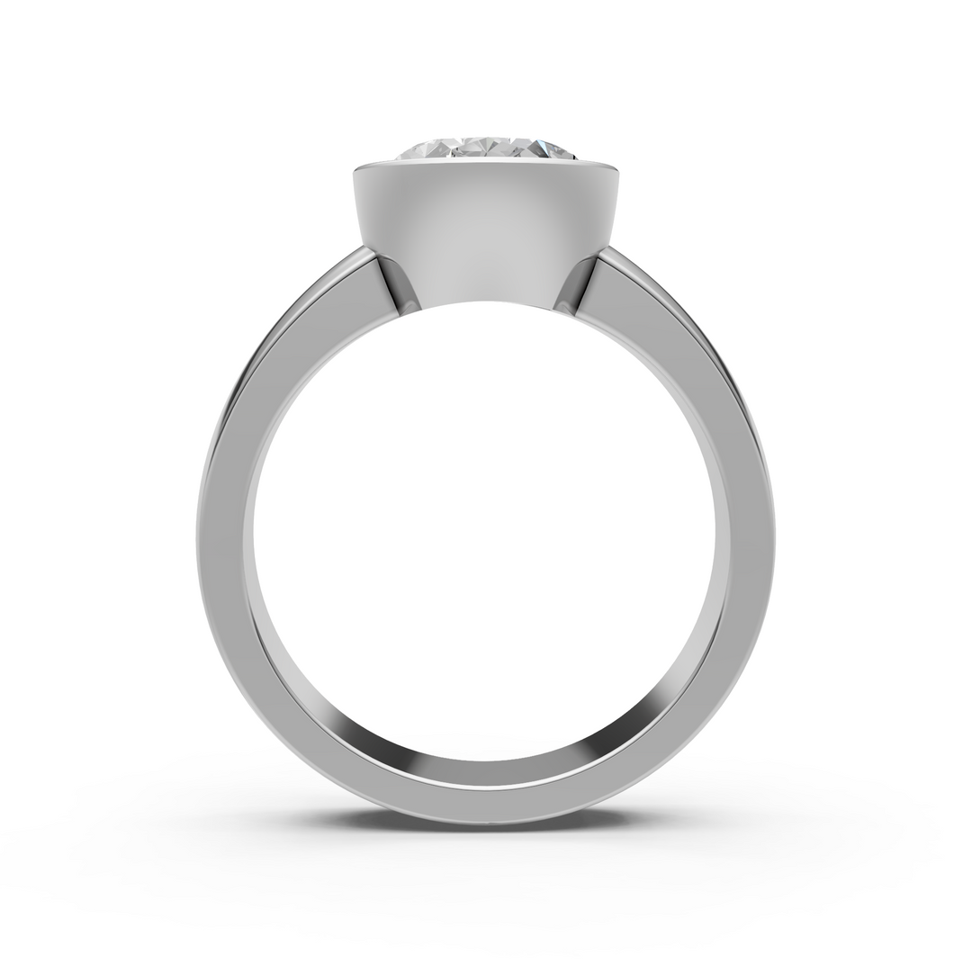 Susan Oval Lab created diamond Bezel Engagement Ring